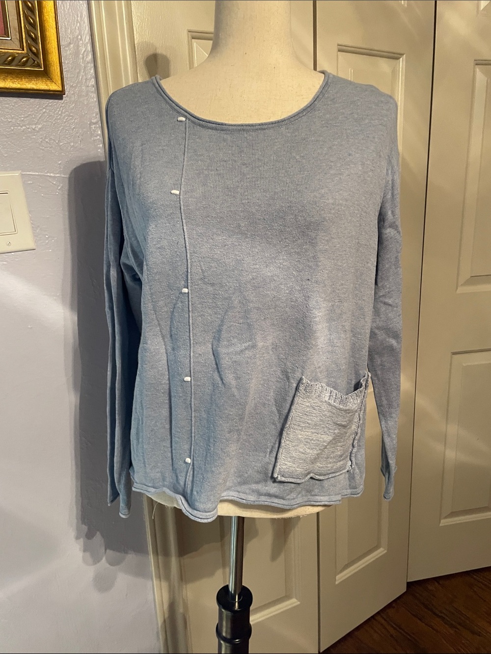 Habitat Light Blue Long Sleeve Knit Pocket Sweatshirt